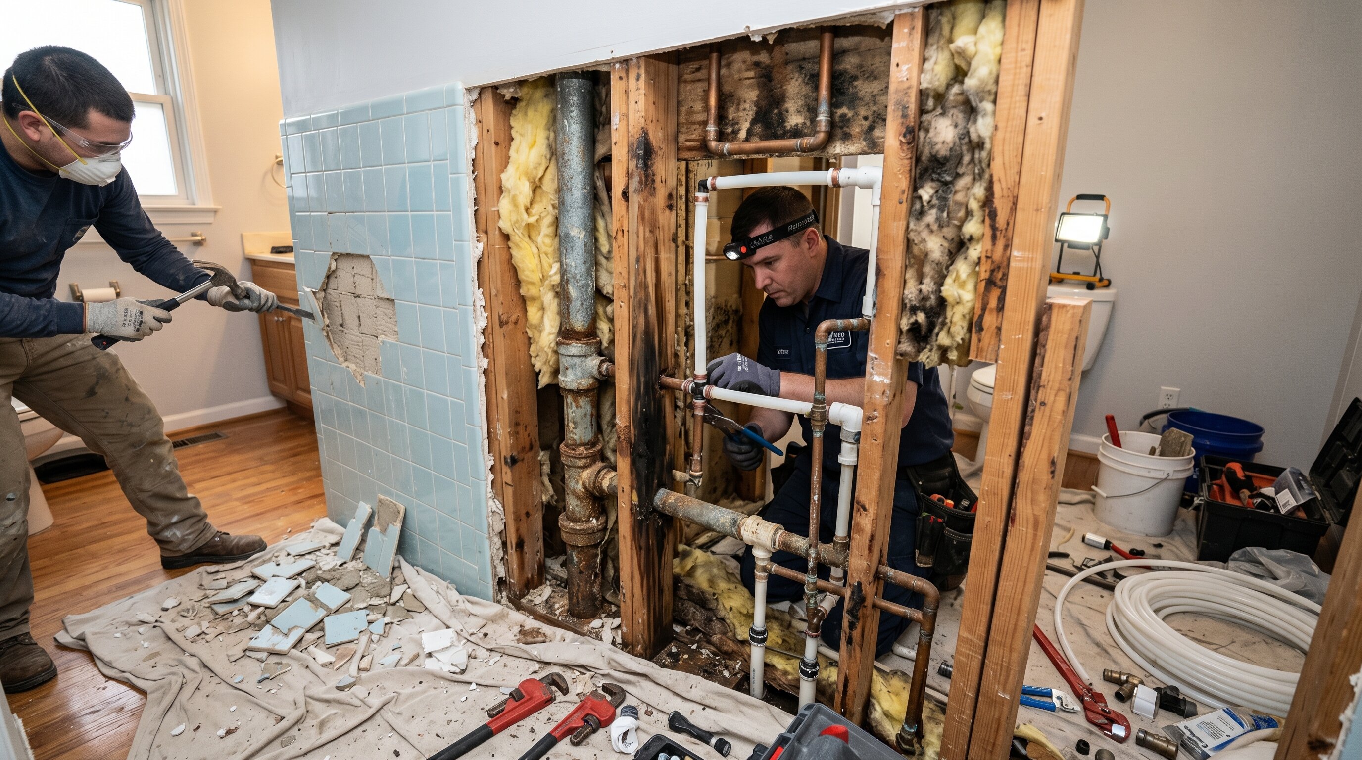 Wall plumbing repair cost factors