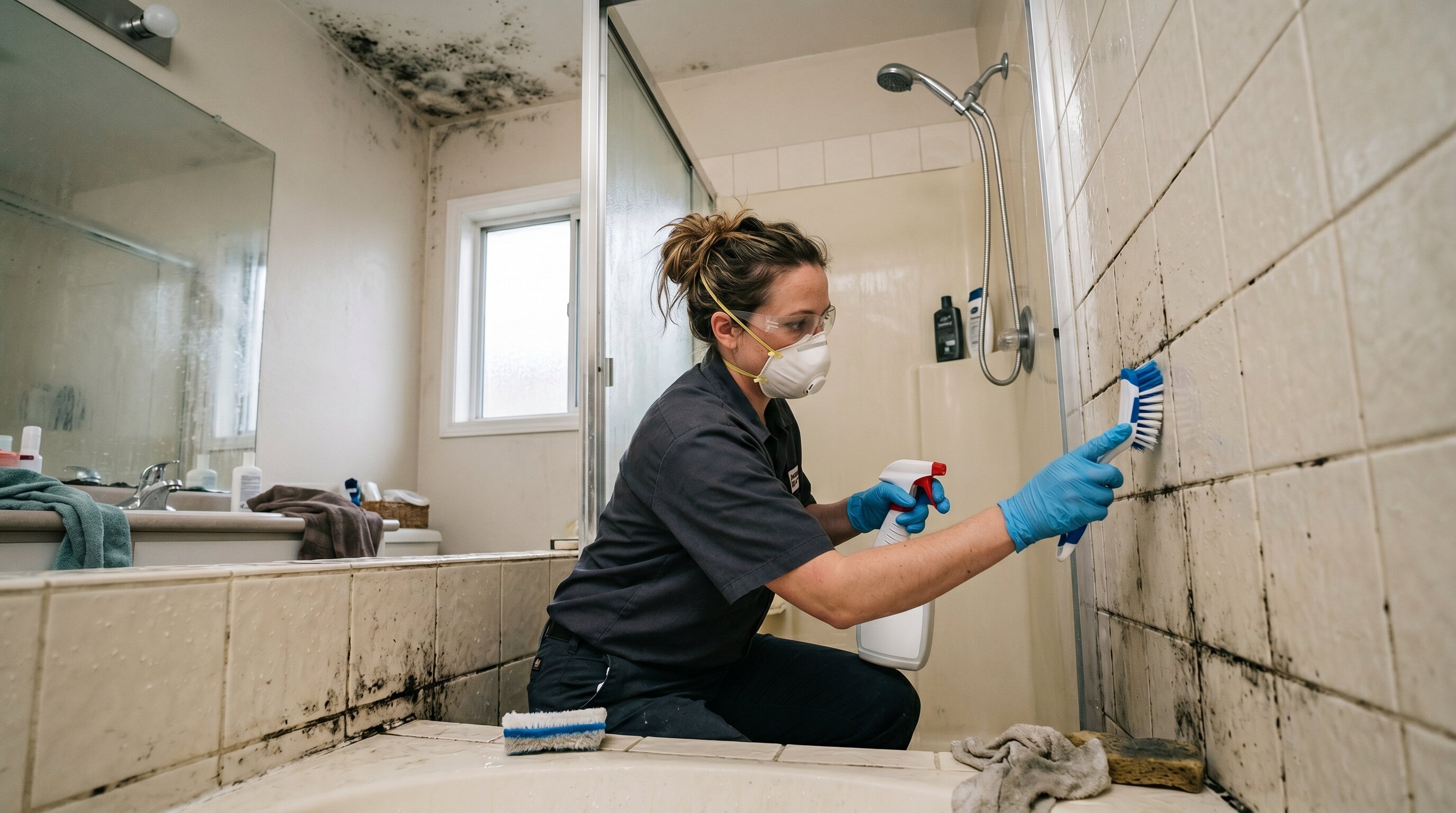 Cleaning mold from shower