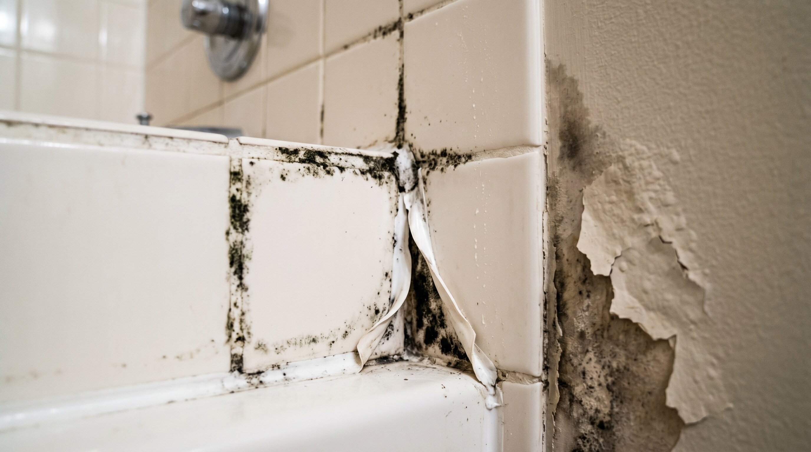Mold growth on bathroom wall