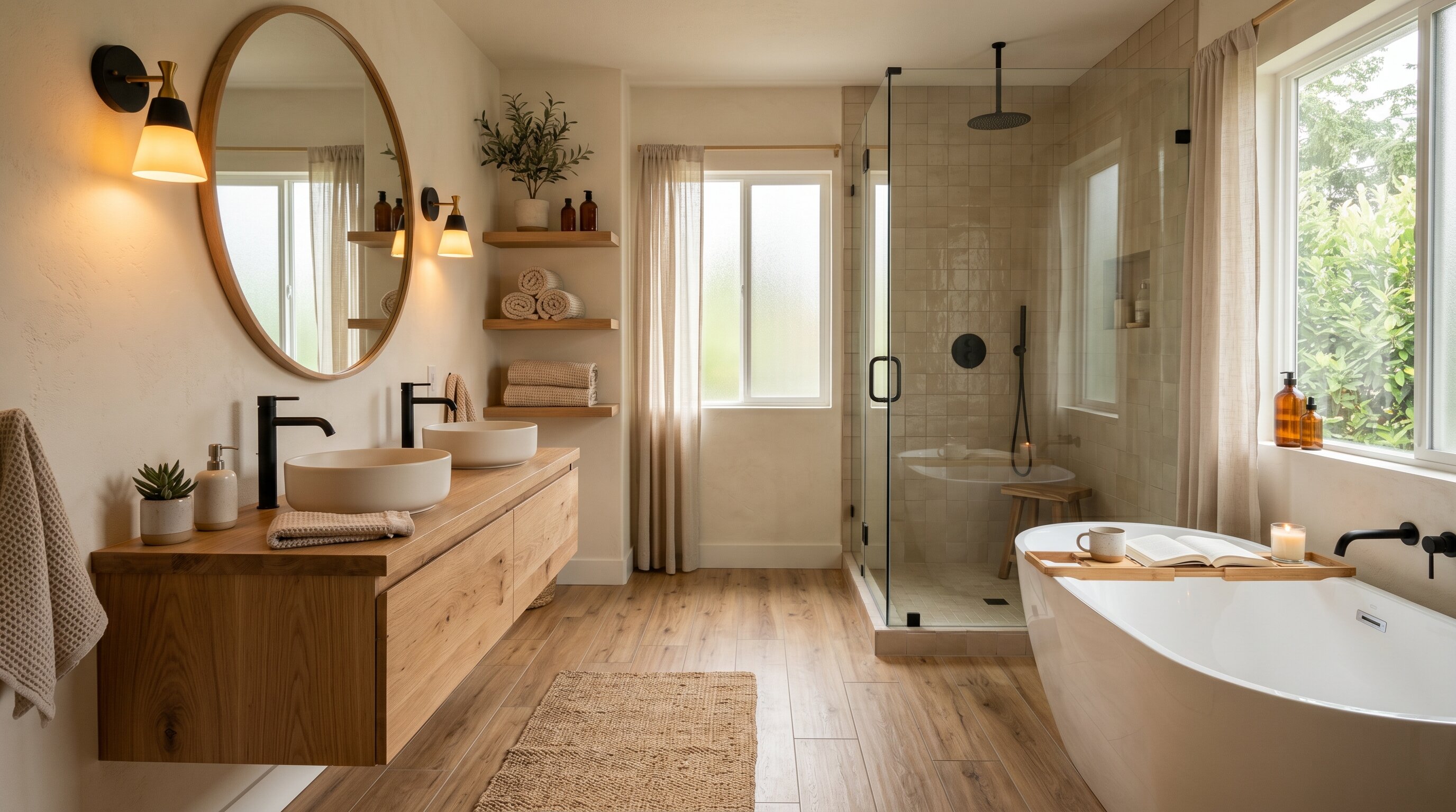 wood-look porcelain plank flooring