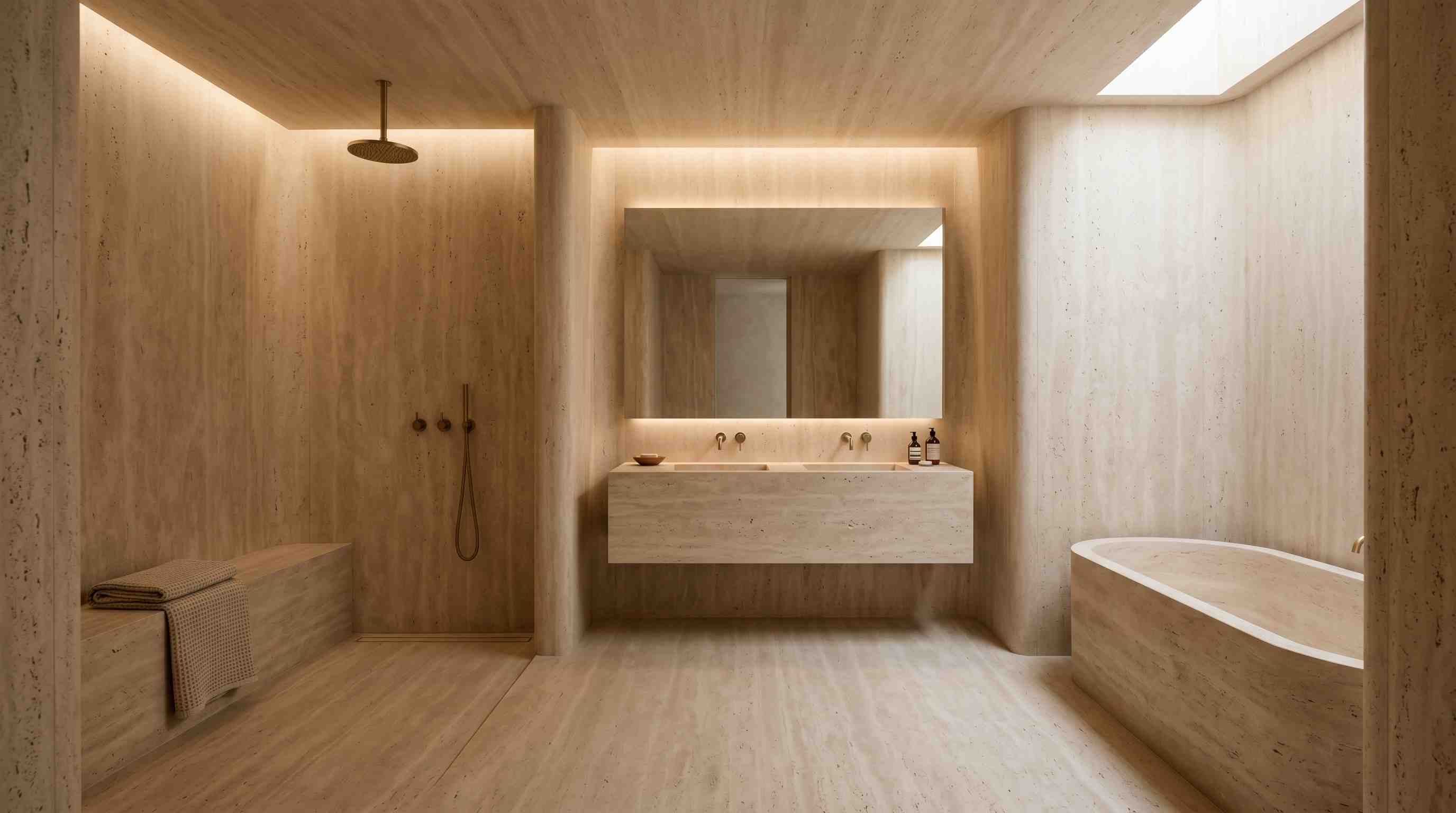 Bathroom carved from a single material