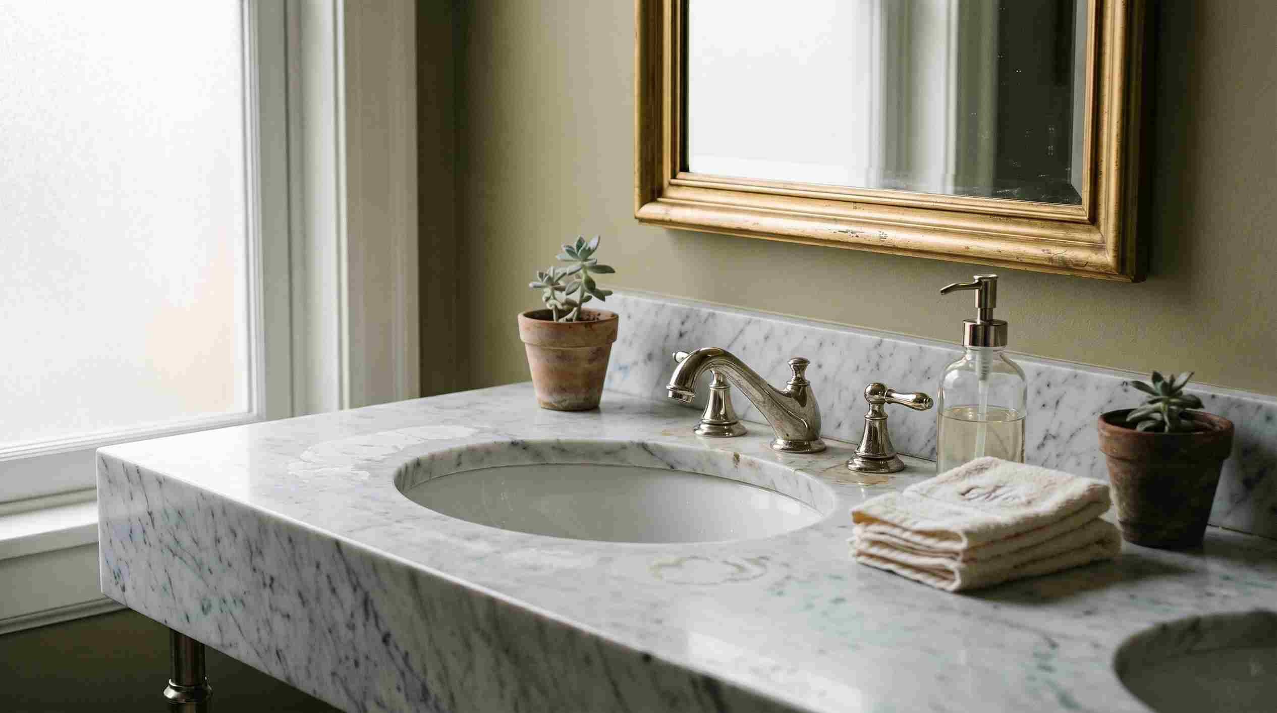 Hair straightener on countertop