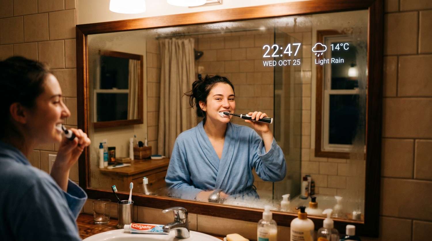Smart digital bathroom mirror