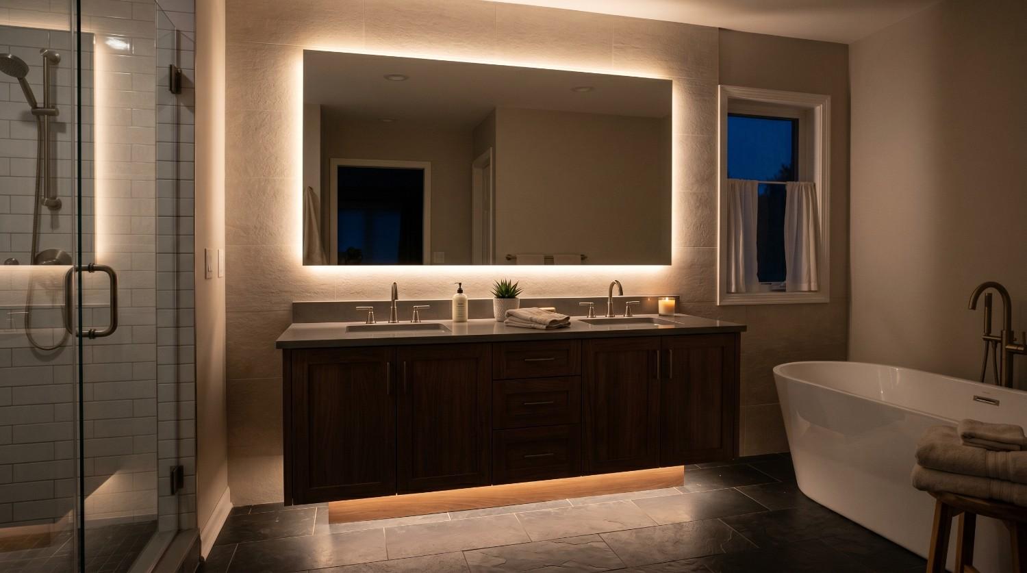 Bathroom with layered lighting