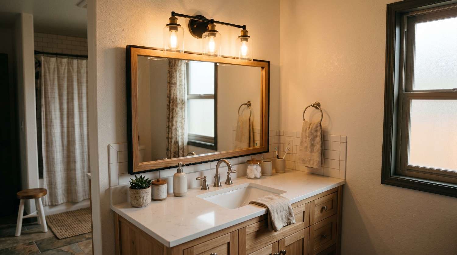 Bathroom updated with light vanity