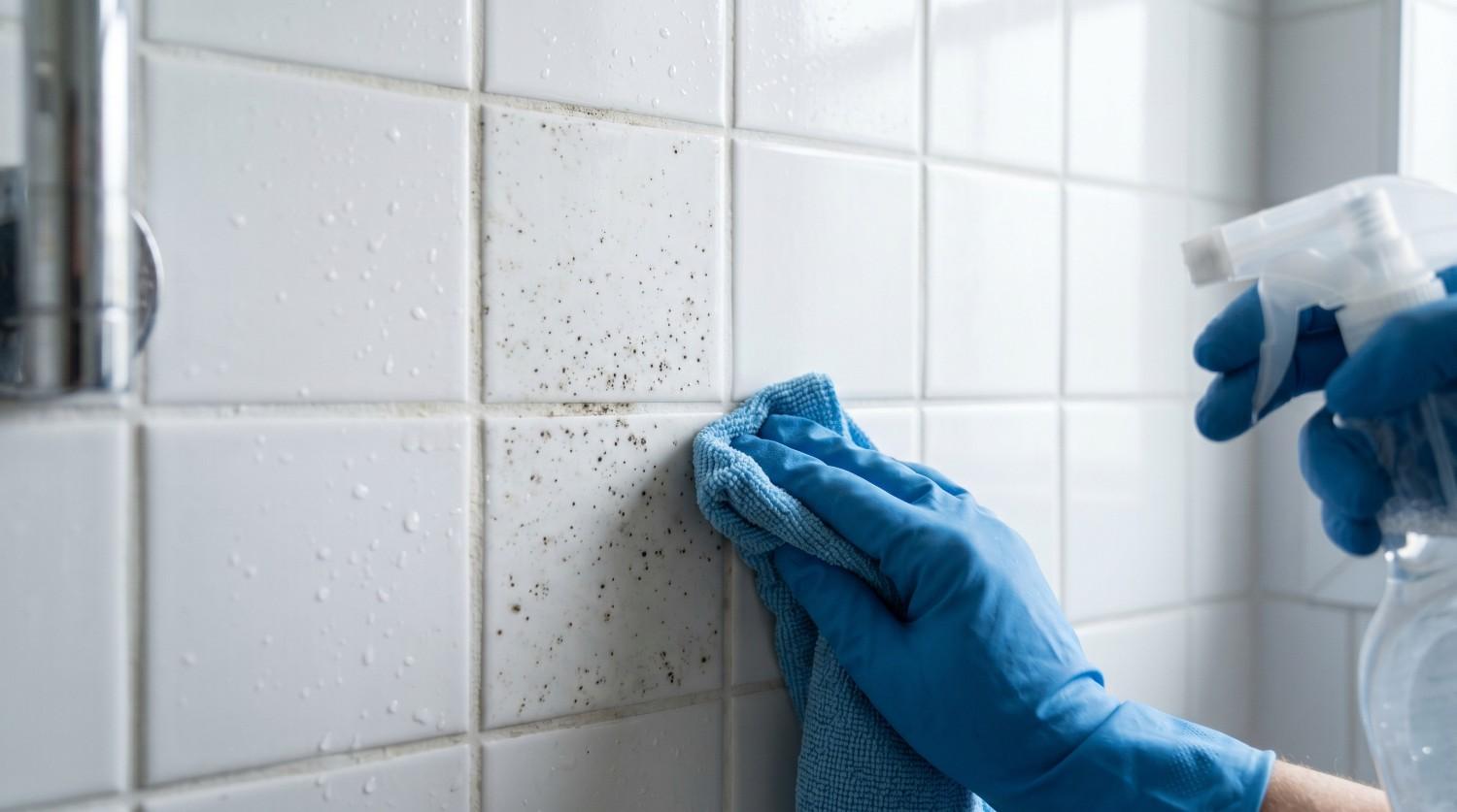Wiping mold from grout