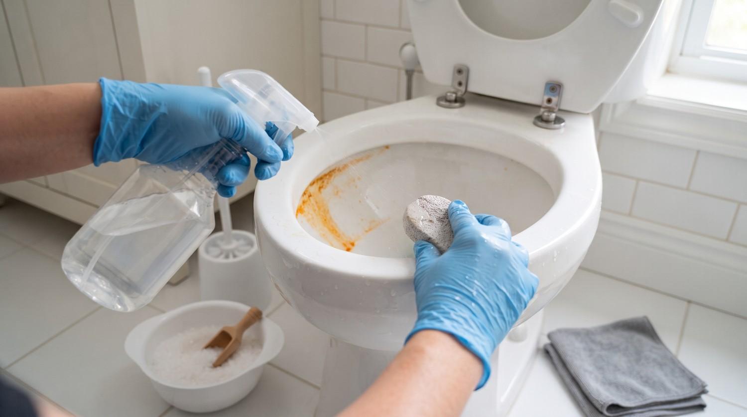 Hand cleaning toilet bowl