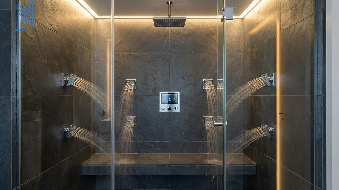 Dark Theme Luxury Bathroom Shower Design