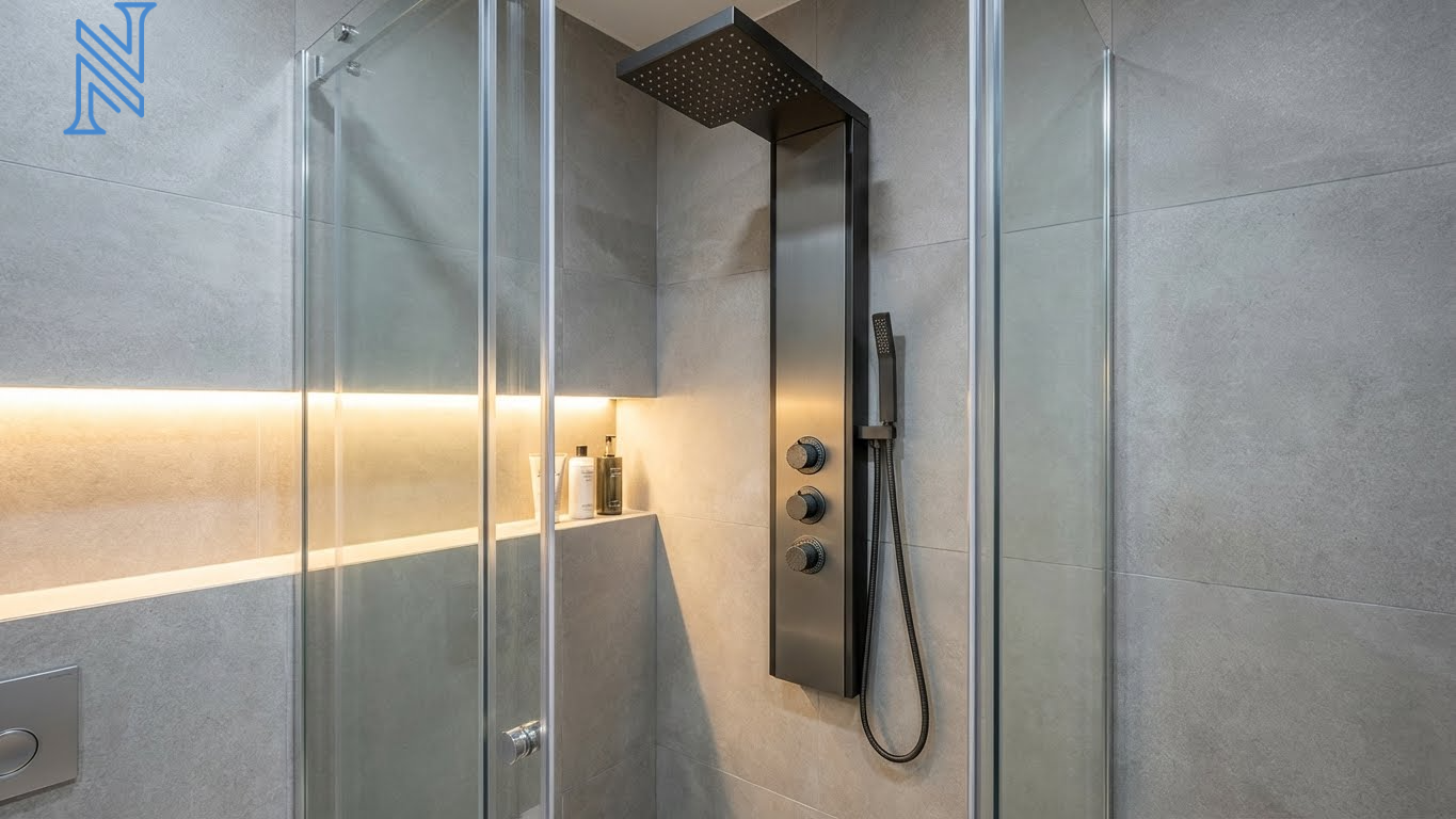 Glass Partition Bathroom Shower Design