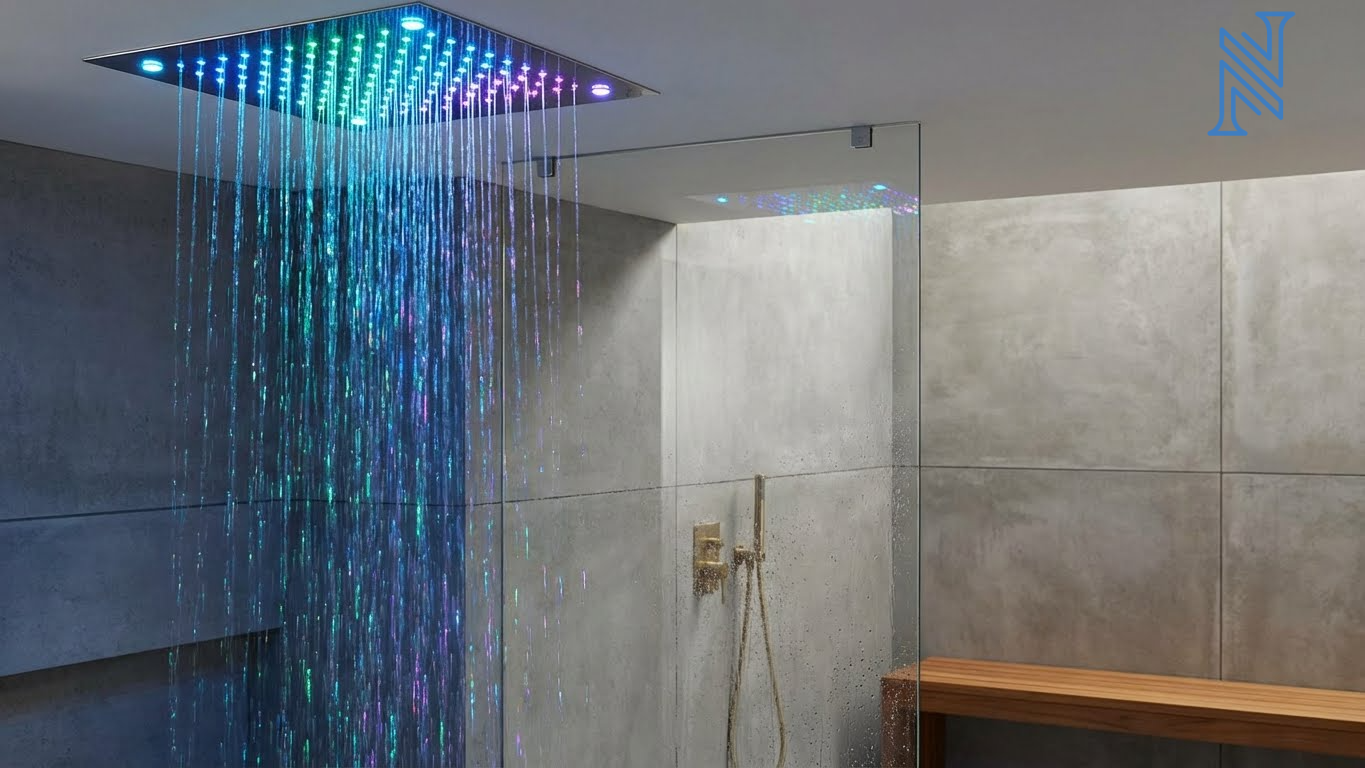 Luxury Rain Shower Design with LED Ceiling
