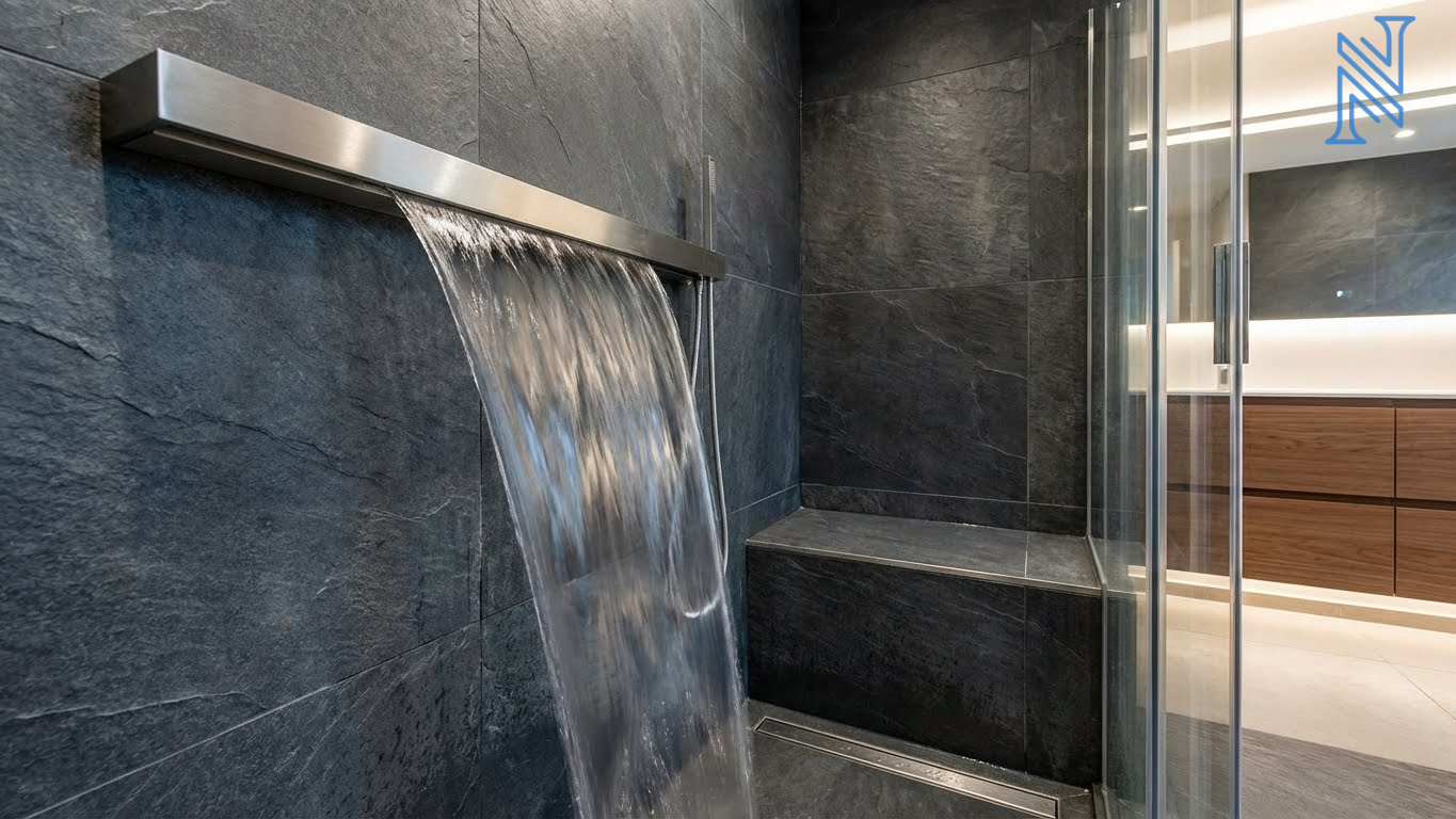 Waterfall Shower Design for Modern Bathrooms