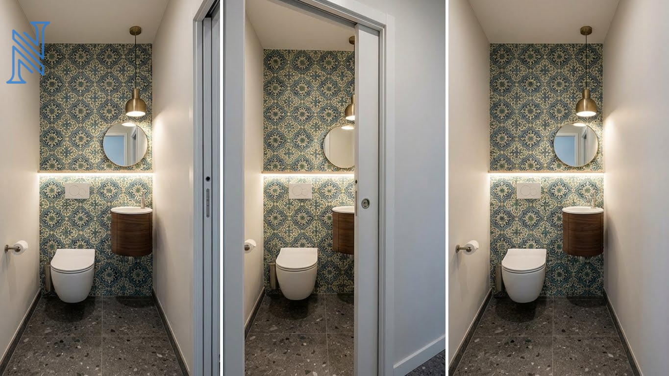 Contemporary Bathroom Toilet Design with Vanity