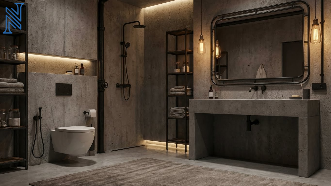Industrial Style Bathroom Toilet Design