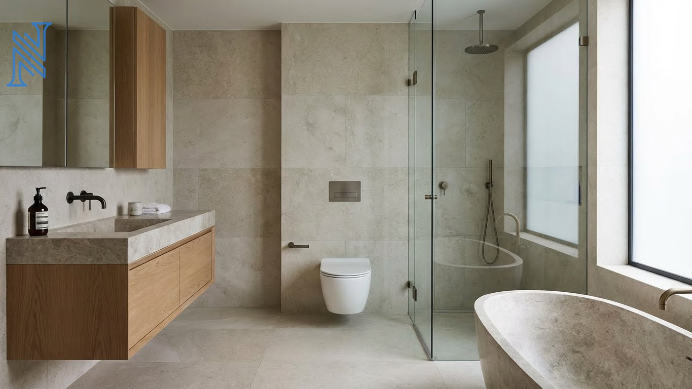 Modern Bathroom Toilet Design with Glass Shower