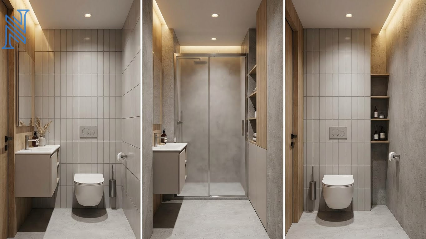 Small Bathroom Toilet Design with Storage