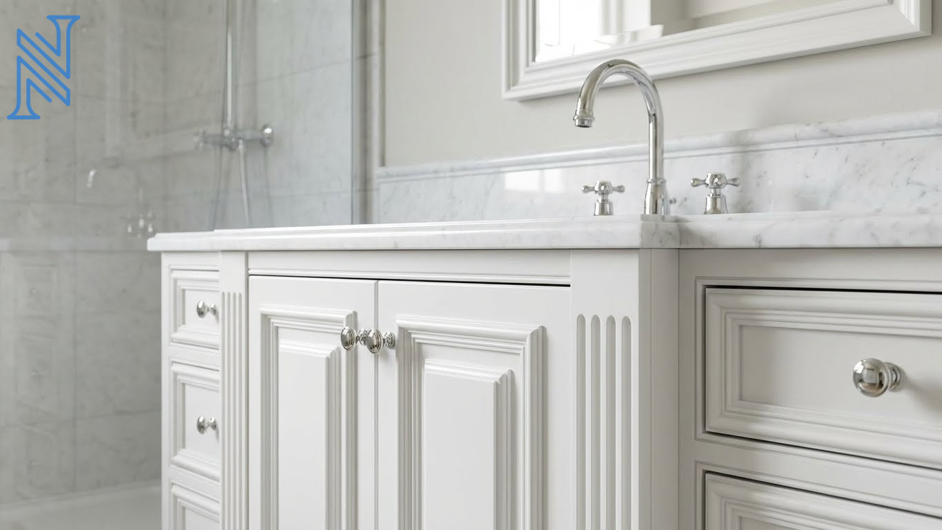Classic White Bathroom Vanity Cabinet Design