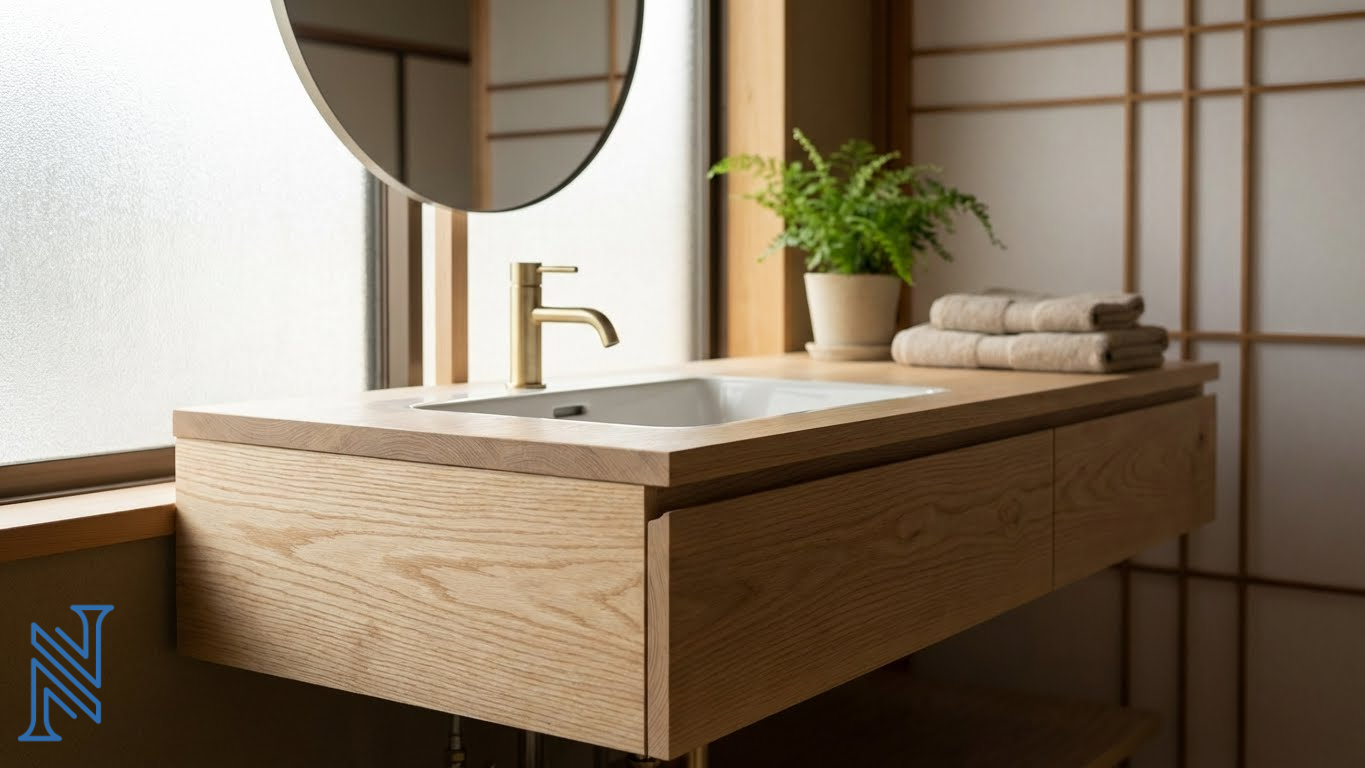 Minimal Floating Bathroom Vanity with Storage