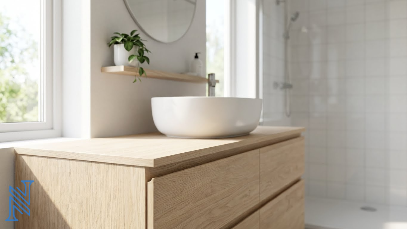 Minimalist Bathroom Vanity Design with Vessel Sink